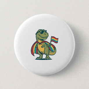 Cute Pride Dinosaur Vector Shirt Design_1 2 Inch Round Button