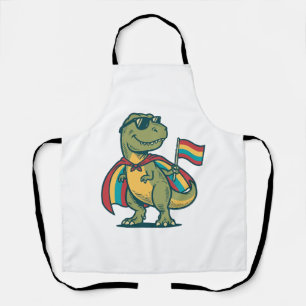 Cute Pride Dinosaur Vector Shirt Design_1 Apron