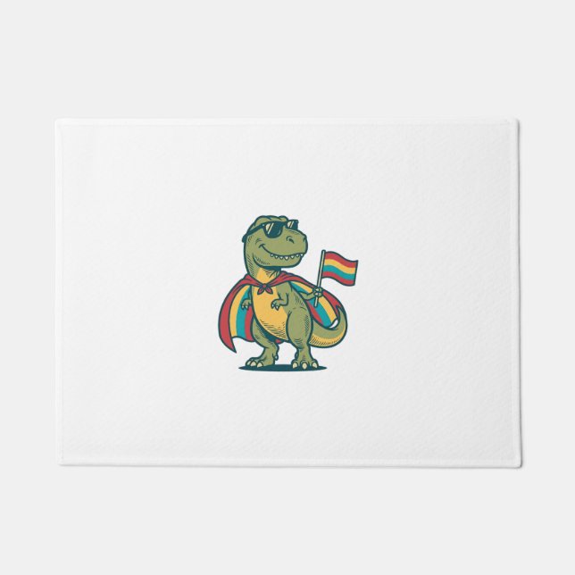 Cute Pride Dinosaur Vector Shirt Design_1 Doormat (Front)