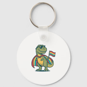 Cute Pride Dinosaur Vector Shirt Design_1 Keychain
