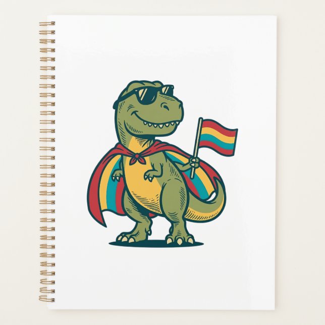Cute Pride Dinosaur Vector Shirt Design_1 Planner (Front)