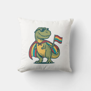 Cute Pride Dinosaur Vector Shirt Design_1 Throw Pillow