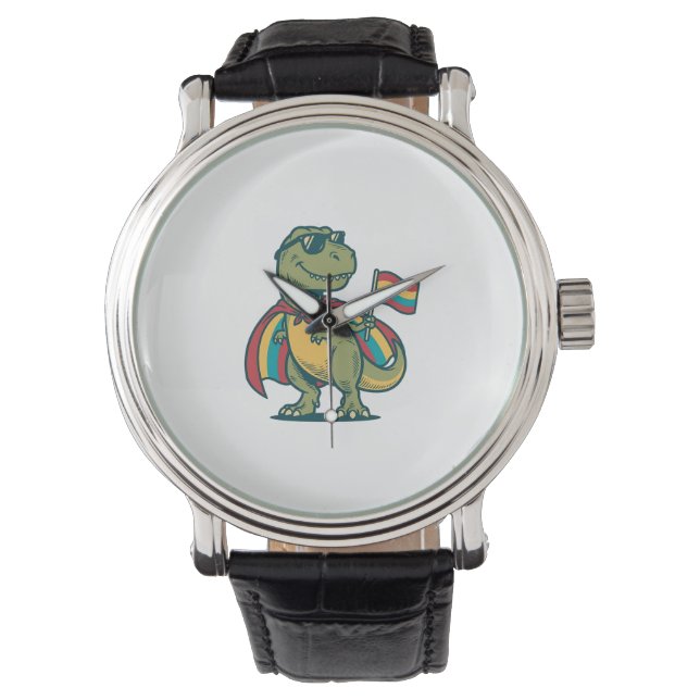 Cute Pride Dinosaur Vector Shirt Design_1 Watch (Front)