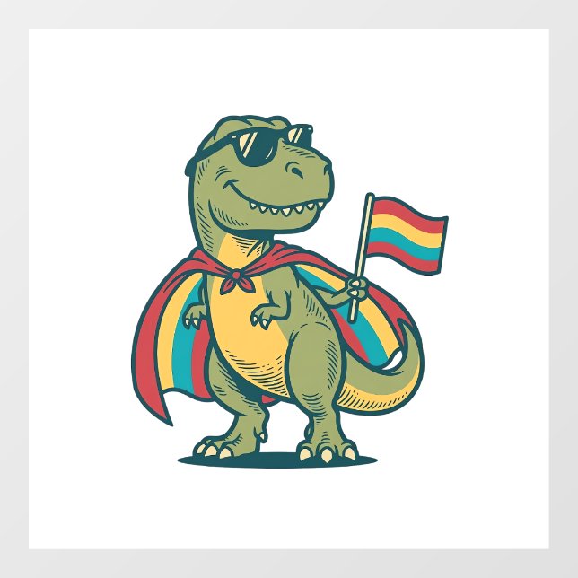 Cute Pride Dinosaur Vector Shirt Design_1 Window Cling (Sheet)