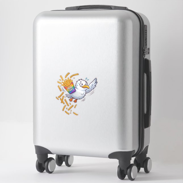 Cute Pride Fries Seagull - Funny LGBTQ+ Bird Pun (Suitcase)