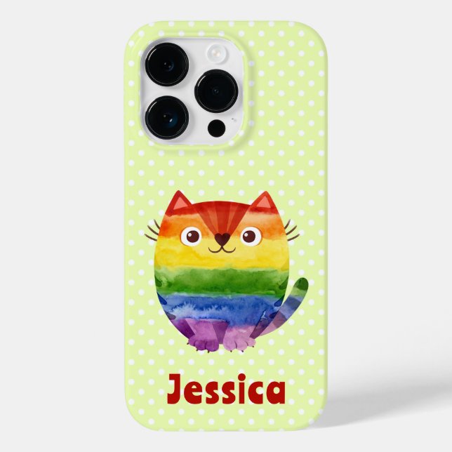 Cute Pride Kitty Watercolor Personalized   Case-Mate iPhone Case (Back)