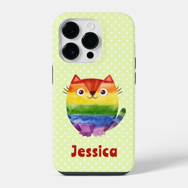 Cute Pride Kitty Watercolor Personalized   iPhone Case (Back)