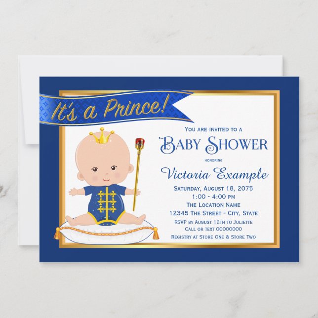 Cute Prince Baby Shower Invitations (Front)