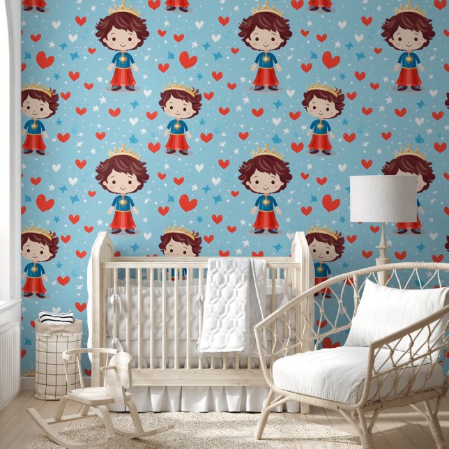 Cute Prince Pattern Wallpaper (Kids)