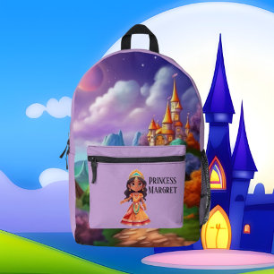 Cute Princess add name  Printed Backpack