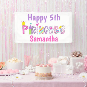 Cute Princess Alphabet Personalized Birthday Banner