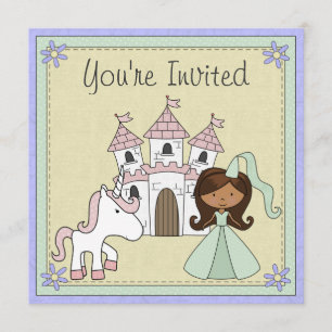 Cute Princess and Unicorn Birthday Invitation
