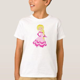 Cute Princess, Blonde Hair, Crown, Pink Dress T-Shirt
