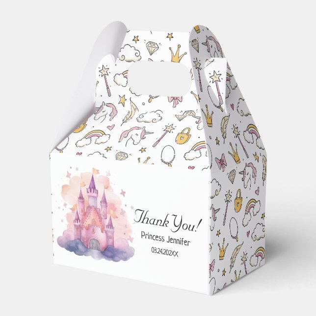 Cute Princess Castle Girl Birthday Party  Favor Box (Front Side)