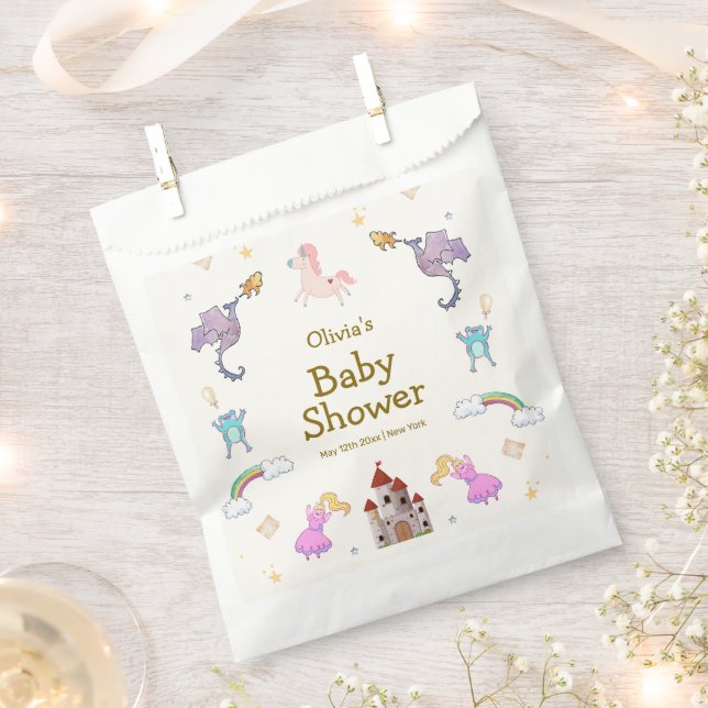 Cute Princess Dragon Unicorn Baby Shower Favour Bag (Clipped)