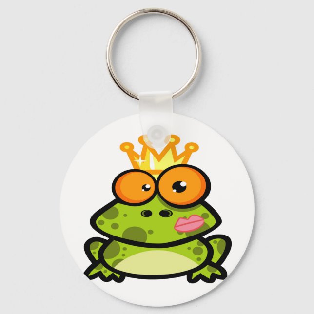 Cute Princess Frog with Golden Crown Keychain (Front)