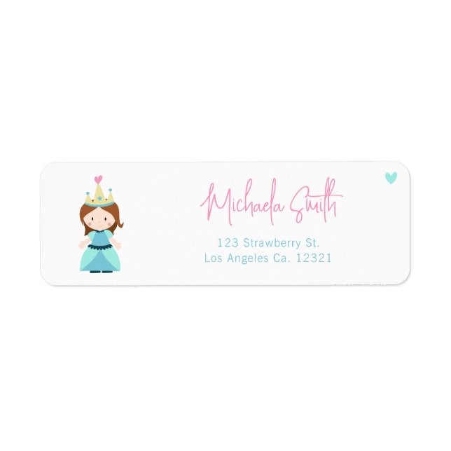 Cute Princess Girl Birthday Return Address (Front)