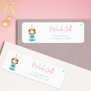 Cute Princess Girl Birthday Return Address