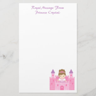 Cute Princess Girl in Pink Castle Stationery