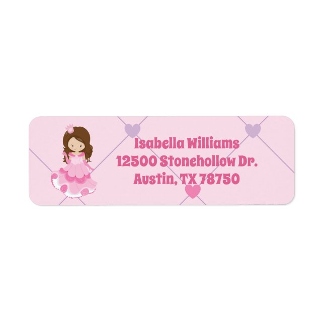 Cute Princess Girl Rose Kids Adresse de retour (Devant)