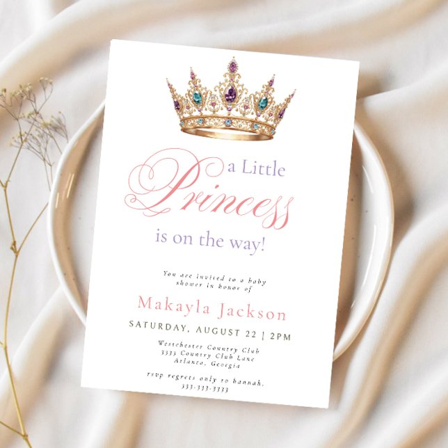 Cute Princess Gold Crown Baby Shower Invitation (Creator Uploaded)