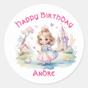 Cute princess in Whimsical Wonderland Classic Round Sticker