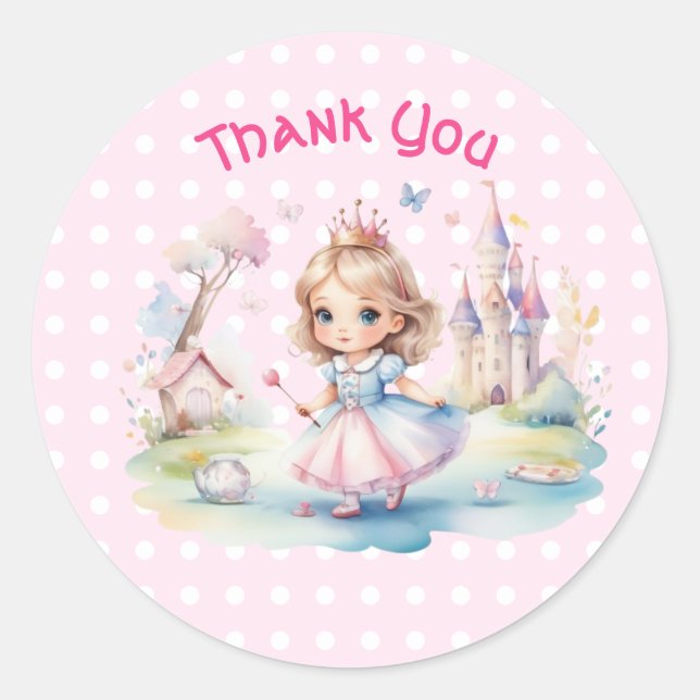 Cute princess in Whimsical Wonderland Classic Round Sticker (Front)