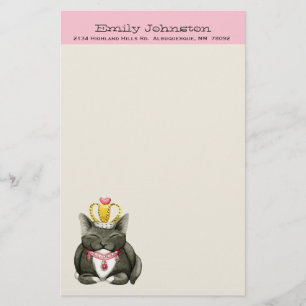 Cute Princess Kitty Custom Stationery