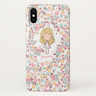 Cute Princess Monogram Custom Floral Case-Mate iPhone Case