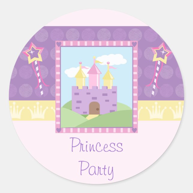 Cute princess party castle birthday stickers (Front)