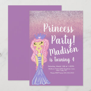 Cute Princess Party Doodle Invitation 