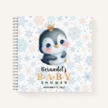Cute Princess Penguin Baby Shower Guest Book