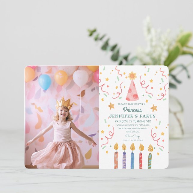 Cute Princess Photo Pink Castle Birthday Party Inv Invitation (Creator Uploaded)