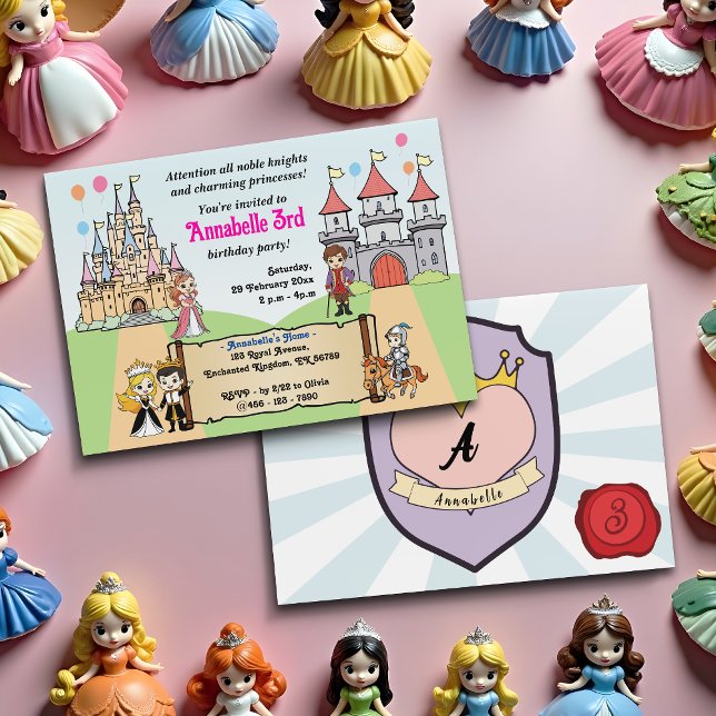 Cute Princess & Prince Fairytale Castle Birthday Invitation (Creator Uploaded)