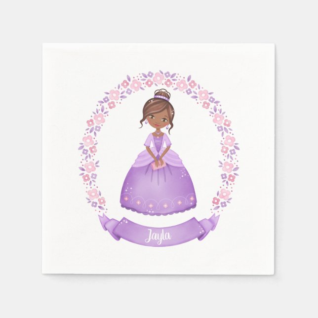 Cute Princess Purple Ethnic Personalized Napkin (Front)
