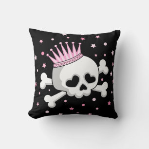 Cute Princess Skull Throw Pillow