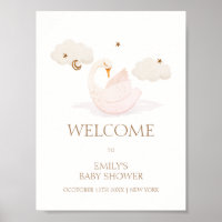 Cute Princess Swan Moon Star Baby Shower Welcome