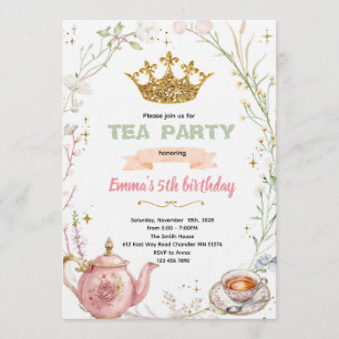 Cute princess tea party invitation