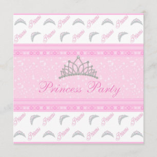 Cute Princess Tiaras Pink Birthday Party Invitation