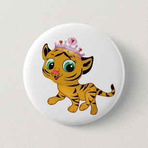 Cute Princess Tiger Tigress Tiara Gift Present 2 Inch Round Button