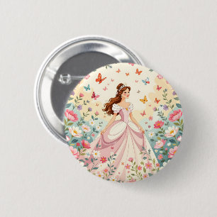 Cute princess with butterflies 2 inch round button