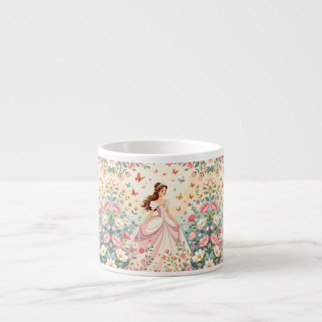 Cute princess with butterflies espresso cup (Front)