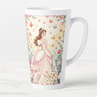 Cute princess with butterflies latte mug