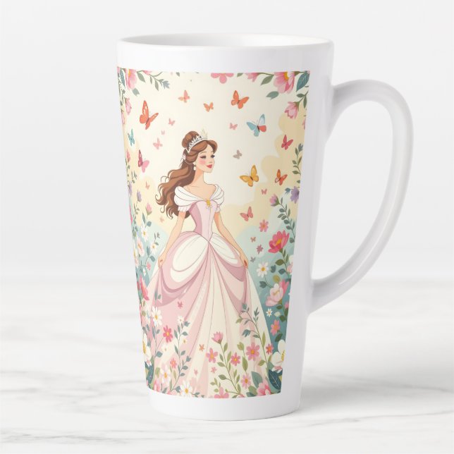 Cute princess with butterflies latte mug (Right)