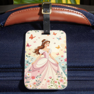 Cute princess with butterflies luggage tag