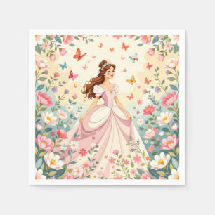 Cute princess with butterflies napkin