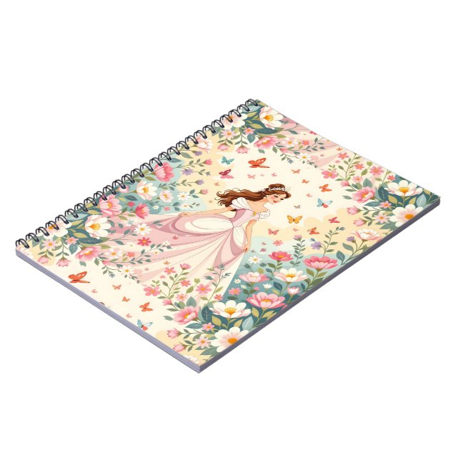 Cute princess with butterflies notebook (Left Side)