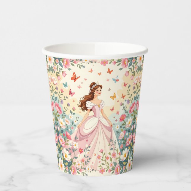 Cute princess with butterflies paper cups (Left)