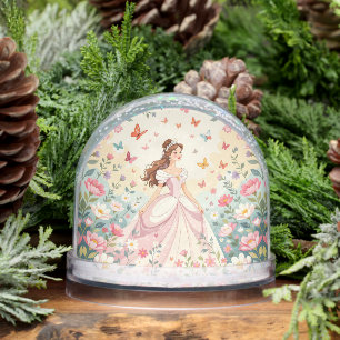Cute princess with butterflies snowglobe