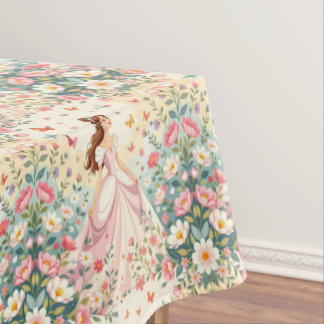 Cute princess with butterflies tablecloth